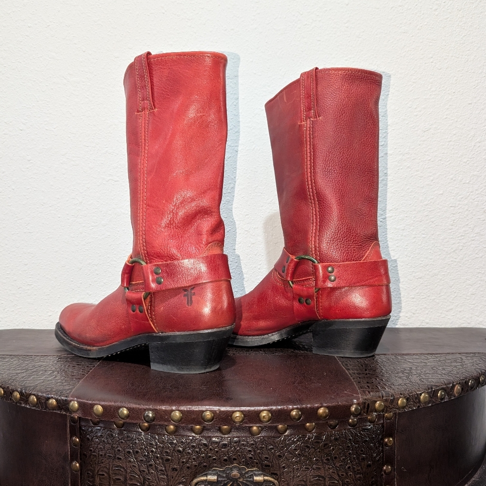 NEW Frye Harness 12R Red Biker Boots size 9 - Picture 5 of 11